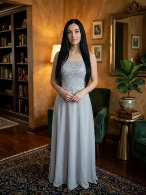 NWT Marina Silver/Grey Lace Chiffon Long Gown Size 6 | Elegant Wedding Guest thumbnail 2