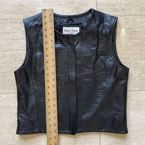 Sharon Young Sportswear Vest Size S‎ Genuine Leather Black Snake Print thumbnail 4