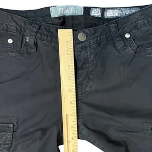Miss Me Black Rhinestone Low Rise Skinny Cargo CP12468 Pants Jeans size 30 thumbnail 6