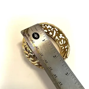 Gold tone cut out hinged bangle bracelet thumbnail 7