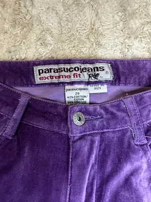 Vintage Parasuco Jeans Extreme Fit purple velvet flared bootcut pants Size 29 thumbnail 3
