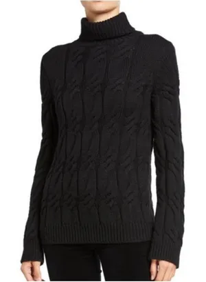 J Brand‎ Sweater Women's Medium Noella 100% Wool Cable Knit Turtleneck Chunky thumbnail 1