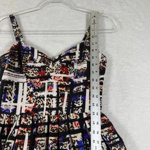 Amanda Uprichard Silk Mixed Print Fit and Flare Mini Dress Leopard Floral M thumbnail 7