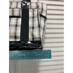 Koko Plaid Insulated Lunch Tote Bag Tan/Blk‎ Pockets Cinch Close Extension thumbnail 2