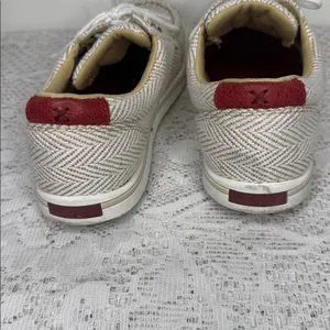 Twisted X Blend 85 tan white herringbone embroidered boat shoes sneakers sz 8 thumbnail 7