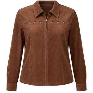 BonWorth Brown Corduroy Studded Western Jacket Zip Front Size Large thumbnail 1