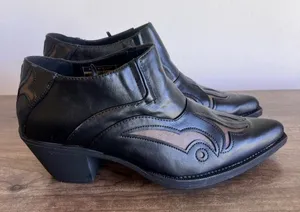 ROPER Women's Sarah Tooled Inlay Pointed Toe Shorties Boot Size 9 #423A thumbnail 1