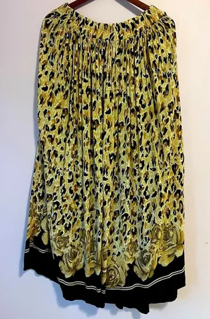 Vintage Maxi Skirt L Cheetah Print Pull On Boho Floral Hippie Rayon thumbnail 1