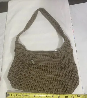 The Sak Original Crocheted Shoulder Bag Brown Knit Hobo Purse thumbnail 1