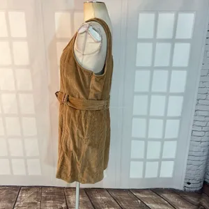 American Eagle Outfitters Tan Belted Corduroy Overall Jumper Mini Dress Large thumbnail 6