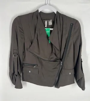 H&M Divided NWT Draped Moto‎ Zip Jacket Size thumbnail 1