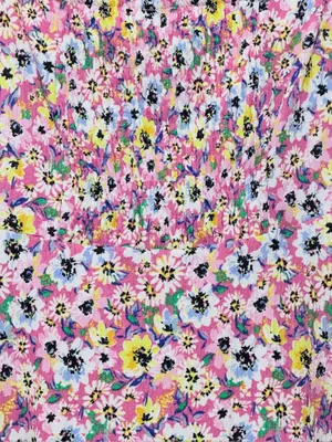 H&M Women’s Crinkle Cut Floral Print Off the Shoulders Quarter Sleeve Mini Dress thumbnail 7