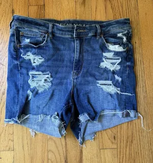American Eagle Women Shorts 14 Blue Denim Next Level Stretch High Rise Shortie thumbnail 1