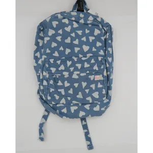 Billabong Denim Heart Print Backpack Blue White Adjustable Straps School Bag‎ thumbnail 6