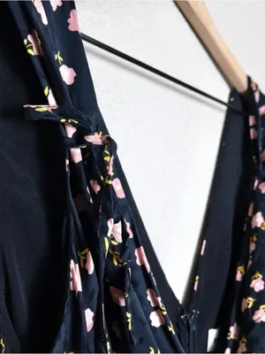 Self Portrait Twisted Ruffle Floral Jacquard Dress 10 Maxi Satin Twill Slit thumbnail 7