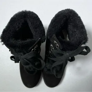 A New Day Larina Black Faux Fur Heeled Ankle Boots thumbnail 7