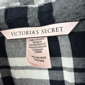 Victoria's Secret Pajamas Womens XS Black White Plaid Flannel Sleepwear Set thumbnail 4