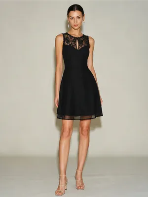 Rihoas Black Sleeveless Boat Neck Lace Mini Dress thumbnail 2