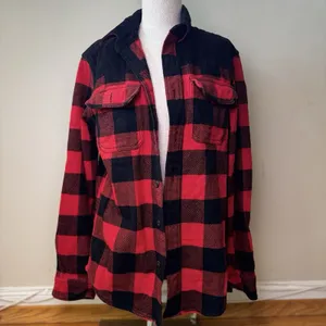 American Eagle AE Unisex Flannel Plaid Button-Down Long Sleeve Shacket Size S thumbnail 14