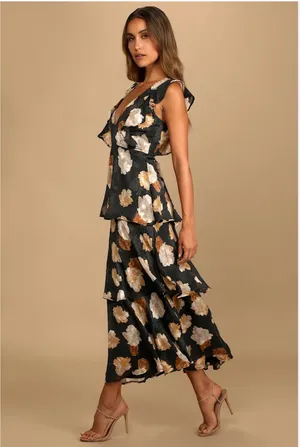 Lulus Dress Maxi Floral Black thumbnail 2