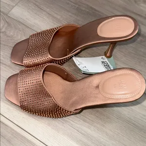 H&M studded nude sparkle open toe heels NEW size 8 thumbnail 3