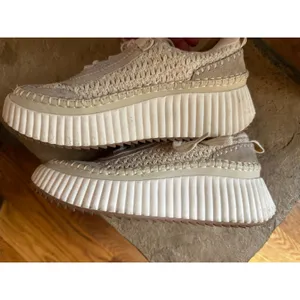 Dolce Vita Dolen Woven Crochet Platform Sneakers Cream Ivory Suede 6 thumbnail 2