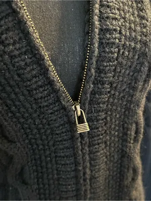 Preview International vintage wool heavy cable knit zip up cardigan sweater S thumbnail 5