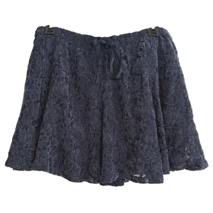 Aerie Navy Blue Floral Lace Mini Skirt Elastic Waist Ribbon L NWT 0703-1834 Boho thumbnail 2