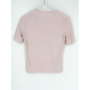 Lululemon‎ Asymmetrical Ribbed Cotton Short Sleeve Tee Women's 6 Blush Pink thumbnail 3