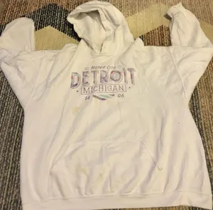 Detroit Michigan White Hoodie thumbnail 1