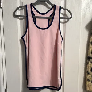 Amanda Uprichard Pink Tank Top Navy Trim Minimalist Career Pastel‎ thumbnail 2