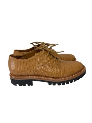 VINCE Like New Camilla Platform Derby Croc Embossed Oxford in Tan - Size 7 thumbnail 3