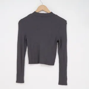 H&M Divided Womens Mock Neck Ribbed Long Sleeve Cropped Top Gray Size S thumbnail 5