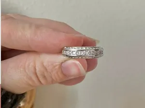 925 Channel Set Pave Silver Diamond Ring Vintage “Liene” Round Band Classic Mens Jewelry thumbnail 13