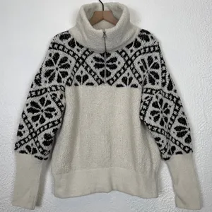 Pilcro Anthropologie Maia Cropped Quarter Zip Pullover Cozy Sherpa Size XL thumbnail 2