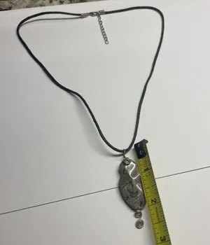 Women’s Grey Natural Stone Pendant / Black Cord Costume Necklace thumbnail 7
