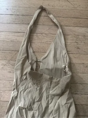 Zara Tan Halter Maxi Dress with Front Keyhole thumbnail 8