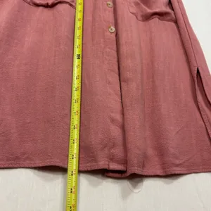 One Clothing Smocked Sundress Womens L Pink Button Up Linen‎ Blend Boho Cottage thumbnail 6