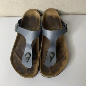 Birkenstock Gizeh Leather Thong Silver/Gray Sz 37 US 6 Regular Sandals Slip On thumbnail 3