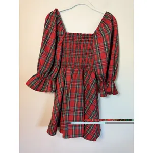 Audrey Parks Francesca's Effie Tartan Plaid Smocked Mini Dress XS NWT $70 thumbnail 5