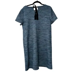 LOFT Tweed Button Pocket Short Shift Dress Blue Sz 12 thumbnail 4