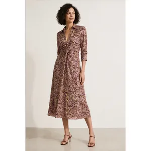 Cinq à Sept Dayna Desert Rose Floral Chiffon Midi Dress Size‎ 10 thumbnail 3