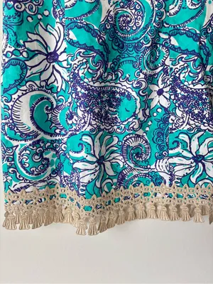 Lilly Pulitzer Eaton Mini Shift Dress Montauk Seafoam Paisley Gold Tassel Hem thumbnail 5