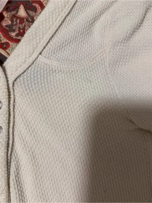 2000s vintage style free people cream long sleeve button up top w/ subtle weave thumbnail 6