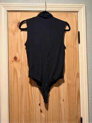 Everlane Bodysuit Womens Large Black Sleeveless Mock Neck Lyocell Blend thumbnail 4