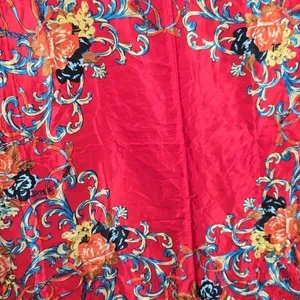 Floral Satin Red‎ Silk Paisley Leaf Boho Jewel Scroll Preppy Modest Square Scarf thumbnail 4