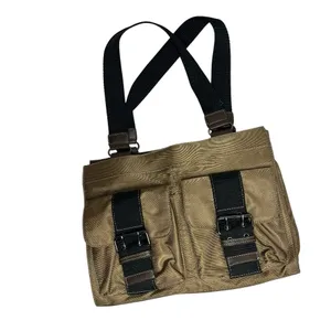 NINE WEST University Bag Bronze Nylon Brown Straps Retro Y2K VINTAGE thumbnail 2