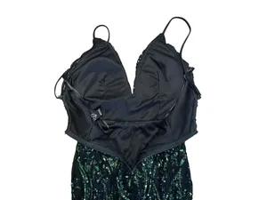 Viviana Formal Sequin Mermaid Dress black and green size small thumbnail 7