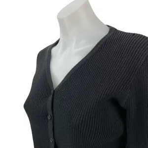Brandy Melville Women's Black Ribbed Knit Button Up Cardigan Sweater Top Size S thumbnail 3