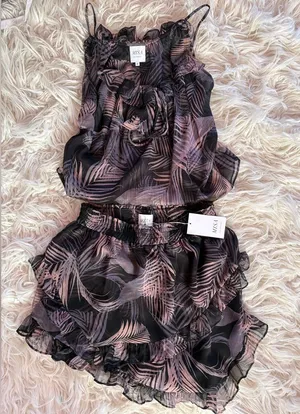 NWT MISA Los Angeles Palma Set San Miguel Palm Ruffle Skirt & Top Medium Revolve thumbnail 1